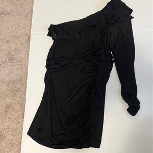 2B Bebe Black One-Shoulder Dress with Ruffle